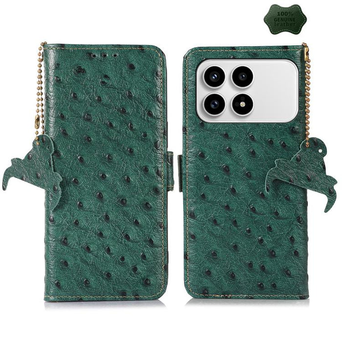 Funda para teléfono RFID de piel auténtica con estampado de avestruz, For Redmi A7 Pro 171mm/Poco C85x 5G, For Redmi Turbo 5 Max / Poco X8 Pro Max, For Redmi Turbo 5 5G / Poco X8 Pro 5G, For Redmi Note 15 5G Global 164mm                                ...