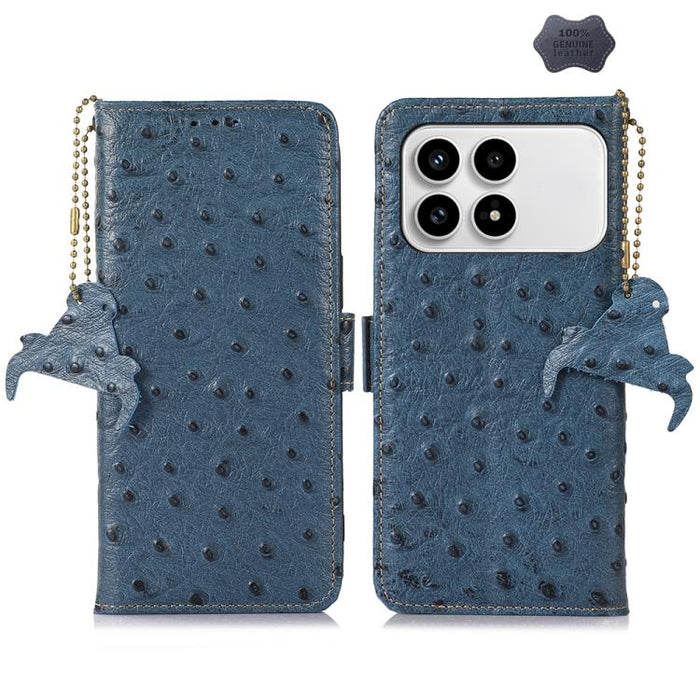Funda para teléfono RFID de piel auténtica con estampado de avestruz, For Redmi A7 Pro 171mm/Poco C85x 5G, For Redmi Turbo 5 Max / Poco X8 Pro Max, For Redmi Turbo 5 5G / Poco X8 Pro 5G, For Redmi Note 15 5G Global 164mm                                ...