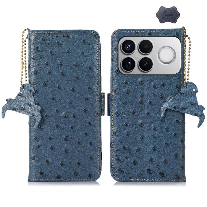 Funda para teléfono RFID de piel auténtica con estampado de avestruz, For Redmi A7 Pro 171mm/Poco C85x 5G, For Redmi Turbo 5 Max / Poco X8 Pro Max, For Redmi Turbo 5 5G / Poco X8 Pro 5G, For Redmi Note 15 5G Global 164mm                                ...
