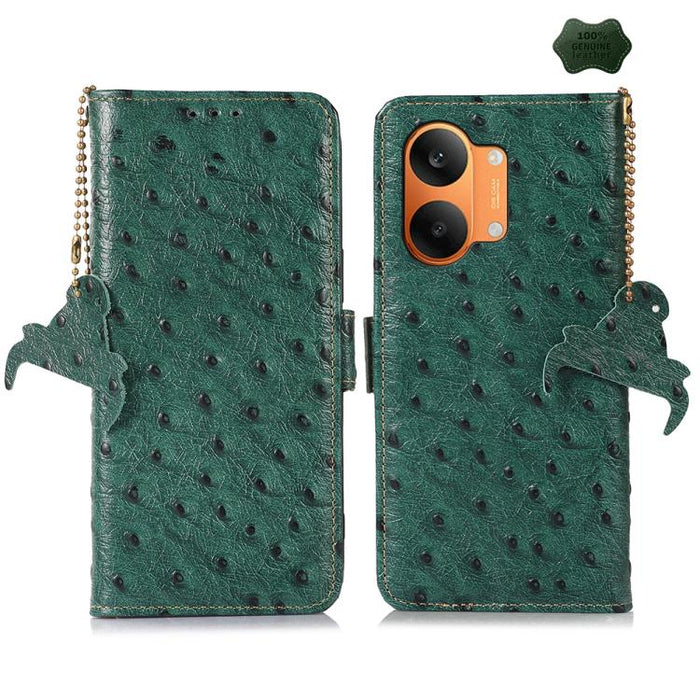 Funda para teléfono RFID de piel auténtica con estampado de avestruz, For Redmi A7 Pro 171mm/Poco C85x 5G, For Redmi Turbo 5 Max / Poco X8 Pro Max, For Redmi Turbo 5 5G / Poco X8 Pro 5G, For Redmi Note 15 5G Global 164mm                                ...