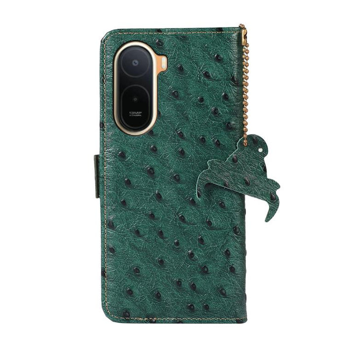 Funda para teléfono RFID de piel auténtica con estampado de avestruz, For Redmi A7 Pro 171mm/Poco C85x 5G, For Redmi Turbo 5 Max / Poco X8 Pro Max, For Redmi Turbo 5 5G / Poco X8 Pro 5G, For Redmi Note 15 5G Global 164mm                                ...