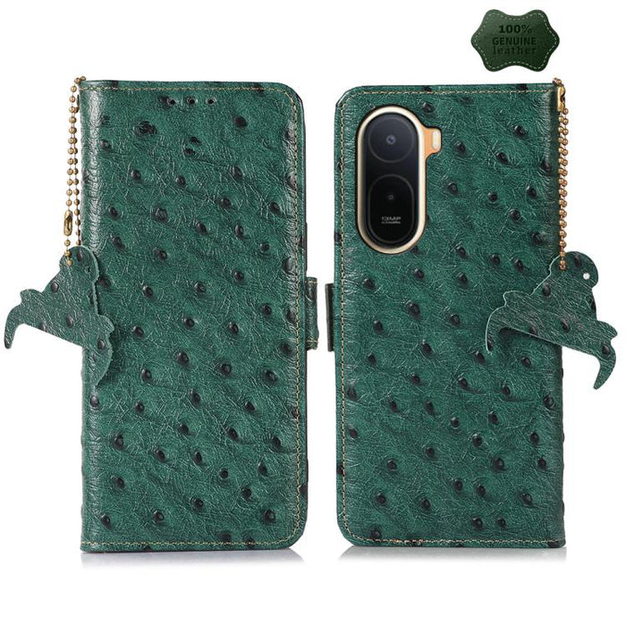 Funda para teléfono RFID de piel auténtica con estampado de avestruz, For Redmi A7 Pro 171mm/Poco C85x 5G, For Redmi Turbo 5 Max / Poco X8 Pro Max, For Redmi Turbo 5 5G / Poco X8 Pro 5G, For Redmi Note 15 5G Global 164mm                                ...