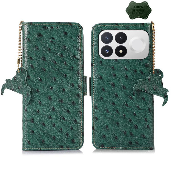 Funda para teléfono RFID de piel auténtica con estampado de avestruz, For Redmi A7 Pro 171mm/Poco C85x 5G, For Redmi Turbo 5 Max / Poco X8 Pro Max, For Redmi Turbo 5 5G / Poco X8 Pro 5G, For Redmi Note 15 5G Global 164mm                                ...