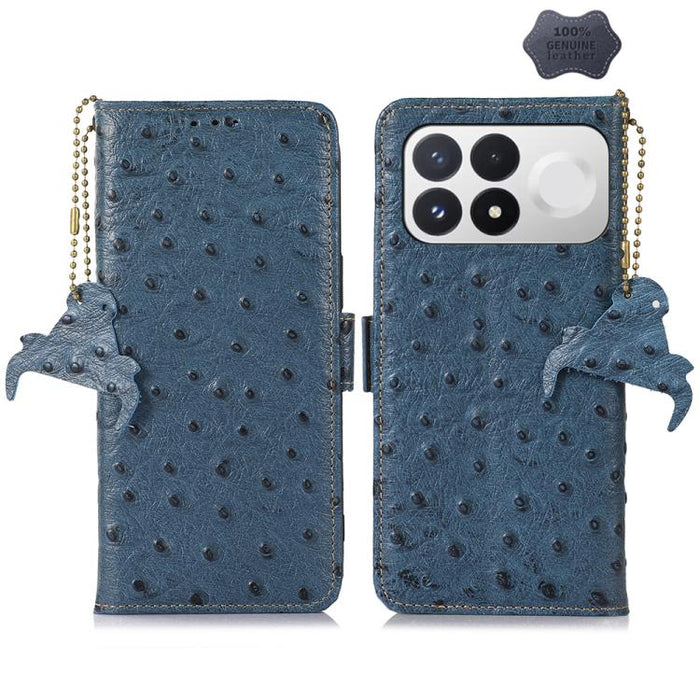 Funda para teléfono RFID de piel auténtica con estampado de avestruz, For Redmi A7 Pro 171mm/Poco C85x 5G, For Redmi Turbo 5 Max / Poco X8 Pro Max, For Redmi Turbo 5 5G / Poco X8 Pro 5G, For Redmi Note 15 5G Global 164mm                                ...