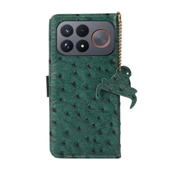 Funda para teléfono RFID de piel auténtica con estampado de avestruz, For Redmi A7 Pro 171mm/Poco C85x 5G, For Redmi Turbo 5 Max / Poco X8 Pro Max, For Redmi Turbo 5 5G / Poco X8 Pro 5G, For Redmi Note 15 5G Global 164mm                                ...