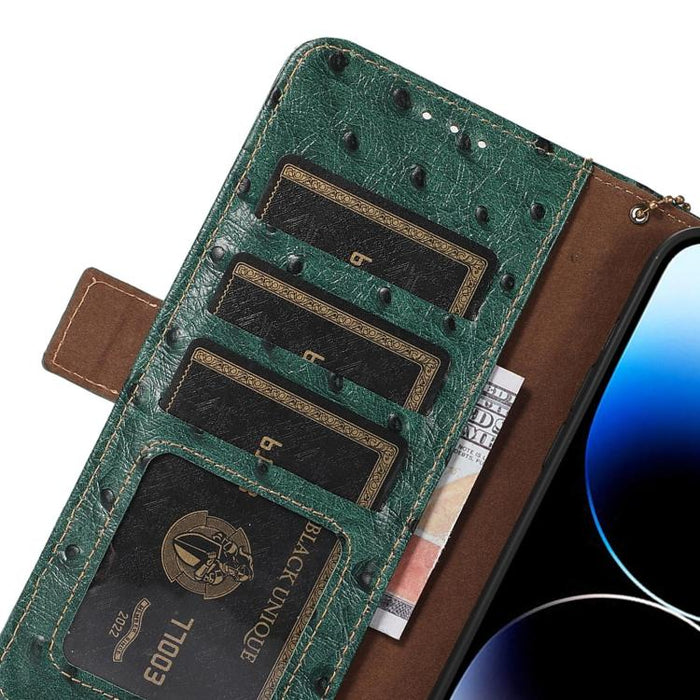 Funda para teléfono RFID de piel auténtica con estampado de avestruz, For Redmi A7 Pro 171mm/Poco C85x 5G, For Redmi Turbo 5 Max / Poco X8 Pro Max, For Redmi Turbo 5 5G / Poco X8 Pro 5G, For Redmi Note 15 5G Global 164mm                                ...
