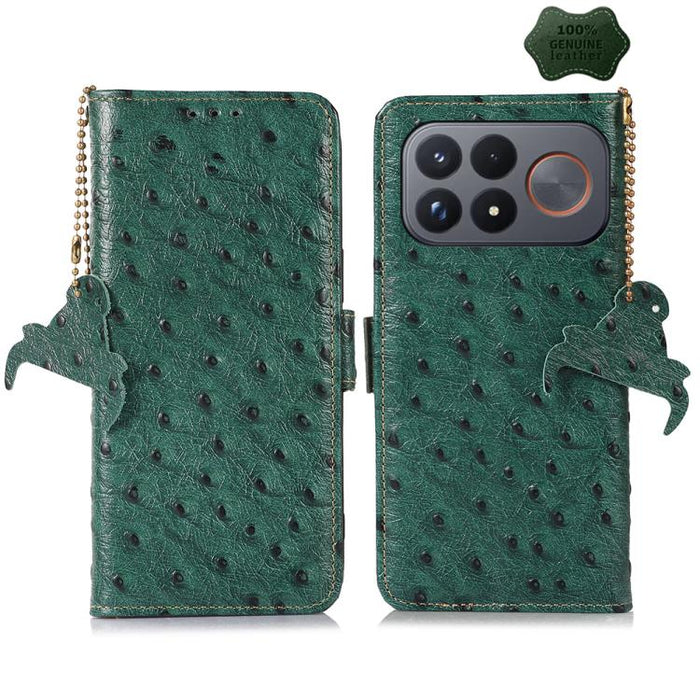 Funda para teléfono RFID de piel auténtica con estampado de avestruz, For Redmi A7 Pro 171mm/Poco C85x 5G, For Redmi Turbo 5 Max / Poco X8 Pro Max, For Redmi Turbo 5 5G / Poco X8 Pro 5G, For Redmi Note 15 5G Global 164mm                                ...