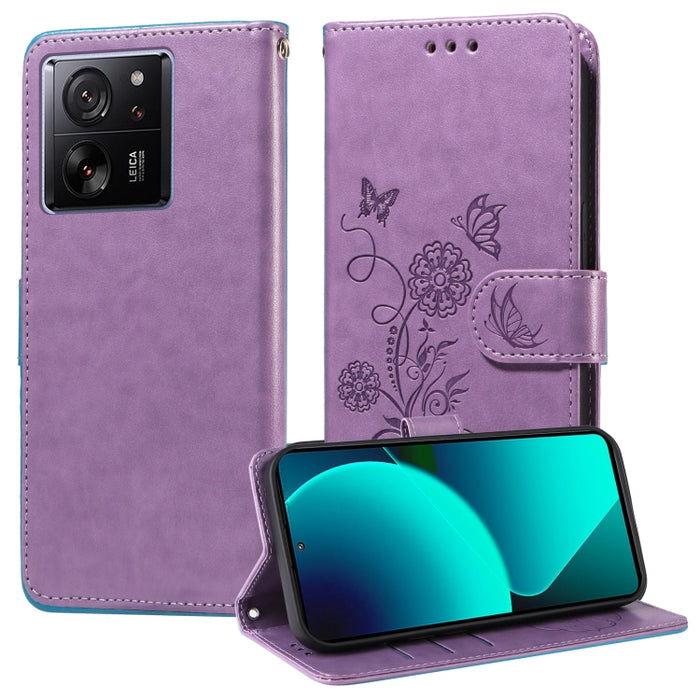 Funda de cuero para teléfono con diseño de flores de mariposa en relieve, For Xiaomi Poco C61 4G / Redmi A3 4G, For Xiaomi Poco M6 Pro 4G, For Xiaomi Poco C65 / M6 5G, For Xiaomi Poco X6 Pro / Redmi K70E, For Xiaomi Poco X6 5G                          ...