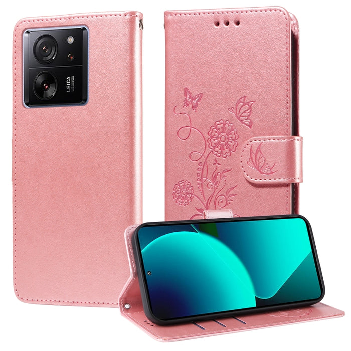 Funda de cuero para teléfono con diseño de flores de mariposa en relieve, For Xiaomi Poco C61 4G / Redmi A3 4G, For Xiaomi Poco M6 Pro 4G, For Xiaomi Poco C65 / M6 5G, For Xiaomi Poco X6 Pro / Redmi K70E, For Xiaomi Poco X6 5G                          ...