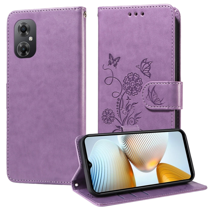 Funda de cuero para teléfono con diseño de flores de mariposa en relieve, For Xiaomi Poco C61 4G / Redmi A3 4G, For Xiaomi Poco M6 Pro 4G, For Xiaomi Poco C65 / M6 5G, For Xiaomi Poco X6 Pro / Redmi K70E, For Xiaomi Poco X6 5G                          ...