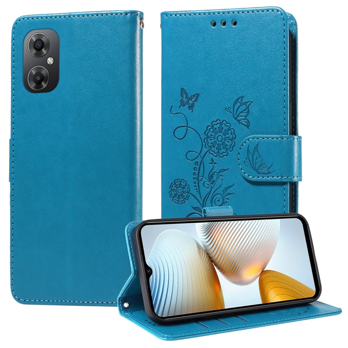 Funda de cuero para teléfono con diseño de flores de mariposa en relieve, For Xiaomi Poco C61 4G / Redmi A3 4G, For Xiaomi Poco M6 Pro 4G, For Xiaomi Poco C65 / M6 5G, For Xiaomi Poco X6 Pro / Redmi K70E, For Xiaomi Poco X6 5G                          ...