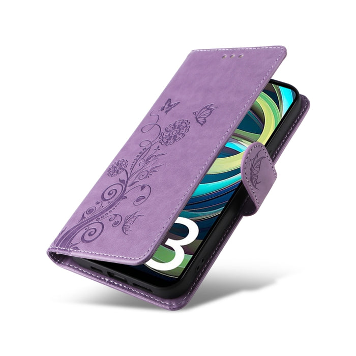 Funda de cuero para teléfono con diseño de flores de mariposa en relieve, For Xiaomi Poco C61 4G / Redmi A3 4G, For Xiaomi Poco M6 Pro 4G, For Xiaomi Poco C65 / M6 5G, For Xiaomi Poco X6 Pro / Redmi K70E, For Xiaomi Poco X6 5G                          ...