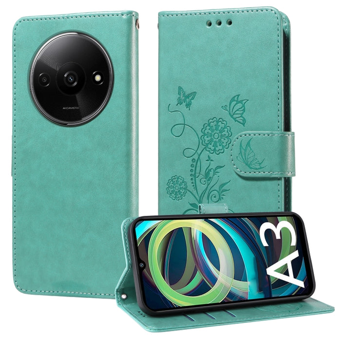 Funda de cuero para teléfono con diseño de flores de mariposa en relieve, For Xiaomi Poco C61 4G / Redmi A3 4G, For Xiaomi Poco M6 Pro 4G, For Xiaomi Poco C65 / M6 5G, For Xiaomi Poco X6 Pro / Redmi K70E, For Xiaomi Poco X6 5G                          ...