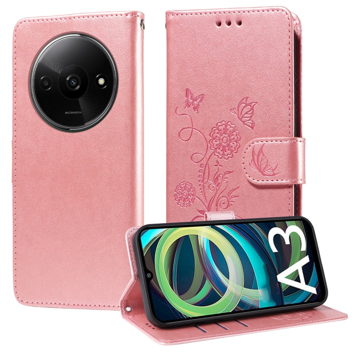 Funda de cuero para teléfono con diseño de flores de mariposa en relieve, For Xiaomi Poco C61 4G / Redmi A3 4G, For Xiaomi Poco M6 Pro 4G, For Xiaomi Poco C65 / M6 5G, For Xiaomi Poco X6 Pro / Redmi K70E, For Xiaomi Poco X6 5G                          ...