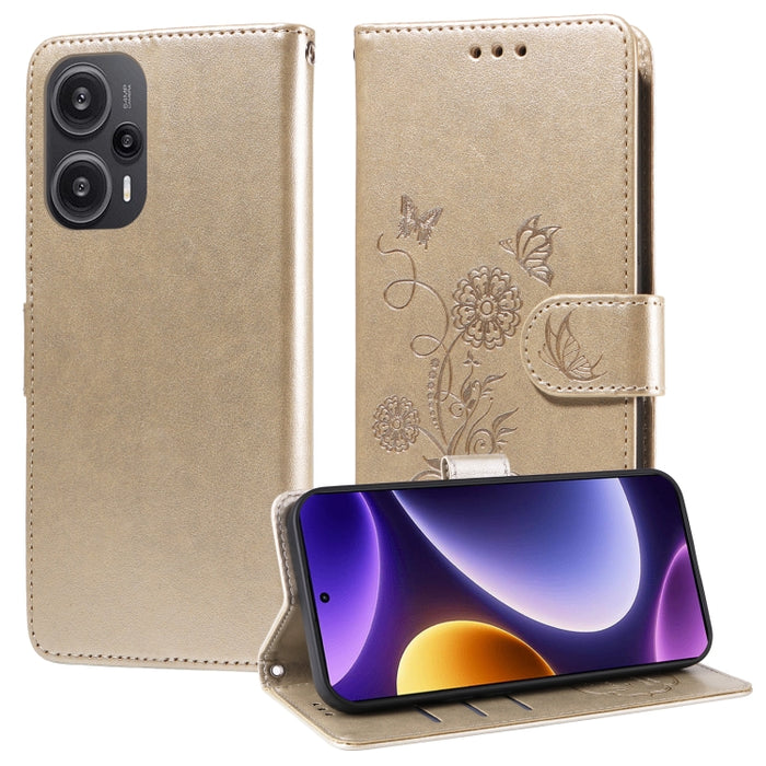 Funda de cuero para teléfono con diseño de flores de mariposa en relieve, For Xiaomi Poco C61 4G / Redmi A3 4G, For Xiaomi Poco M6 Pro 4G, For Xiaomi Poco C65 / M6 5G, For Xiaomi Poco X6 Pro / Redmi K70E, For Xiaomi Poco X6 5G                          ...