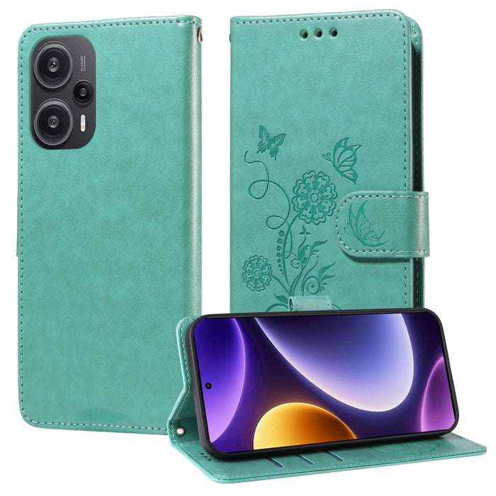 Funda de cuero para teléfono con diseño de flores de mariposa en relieve, For Xiaomi Poco C61 4G / Redmi A3 4G, For Xiaomi Poco M6 Pro 4G, For Xiaomi Poco C65 / M6 5G, For Xiaomi Poco X6 Pro / Redmi K70E, For Xiaomi Poco X6 5G                          ...