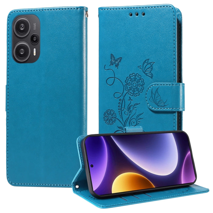 Funda de cuero para teléfono con diseño de flores de mariposa en relieve, For Xiaomi Poco C61 4G / Redmi A3 4G, For Xiaomi Poco M6 Pro 4G, For Xiaomi Poco C65 / M6 5G, For Xiaomi Poco X6 Pro / Redmi K70E, For Xiaomi Poco X6 5G                          ...