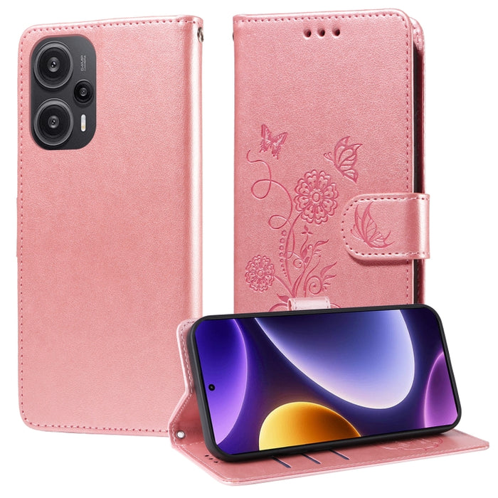 Funda de cuero para teléfono con diseño de flores de mariposa en relieve, For Xiaomi Poco C61 4G / Redmi A3 4G, For Xiaomi Poco M6 Pro 4G, For Xiaomi Poco C65 / M6 5G, For Xiaomi Poco X6 Pro / Redmi K70E, For Xiaomi Poco X6 5G                          ...