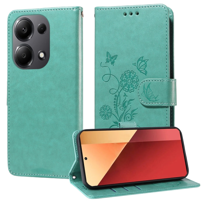 Funda de cuero para teléfono con diseño de flores de mariposa en relieve, For Xiaomi Poco C61 4G / Redmi A3 4G, For Xiaomi Poco M6 Pro 4G, For Xiaomi Poco C65 / M6 5G, For Xiaomi Poco X6 Pro / Redmi K70E, For Xiaomi Poco X6 5G                          ...
