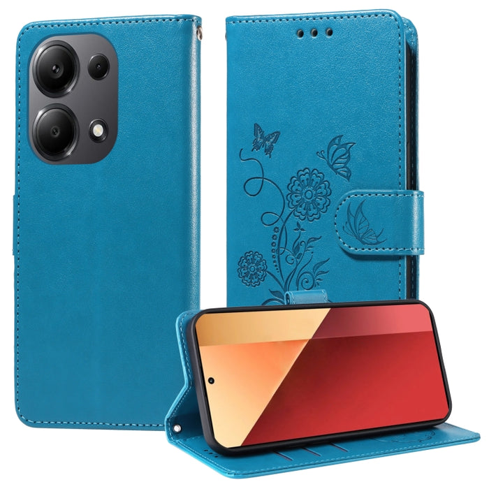 Funda de cuero para teléfono con diseño de flores de mariposa en relieve, For Xiaomi Poco C61 4G / Redmi A3 4G, For Xiaomi Poco M6 Pro 4G, For Xiaomi Poco C65 / M6 5G, For Xiaomi Poco X6 Pro / Redmi K70E, For Xiaomi Poco X6 5G                          ...