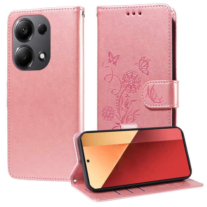 Funda de cuero para teléfono con diseño de flores de mariposa en relieve, For Xiaomi Poco C61 4G / Redmi A3 4G, For Xiaomi Poco M6 Pro 4G, For Xiaomi Poco C65 / M6 5G, For Xiaomi Poco X6 Pro / Redmi K70E, For Xiaomi Poco X6 5G                          ...