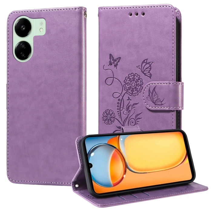 Funda de cuero para teléfono con diseño de flores de mariposa en relieve, For Xiaomi Poco C61 4G / Redmi A3 4G, For Xiaomi Poco M6 Pro 4G, For Xiaomi Poco C65 / M6 5G, For Xiaomi Poco X6 Pro / Redmi K70E, For Xiaomi Poco X6 5G                          ...