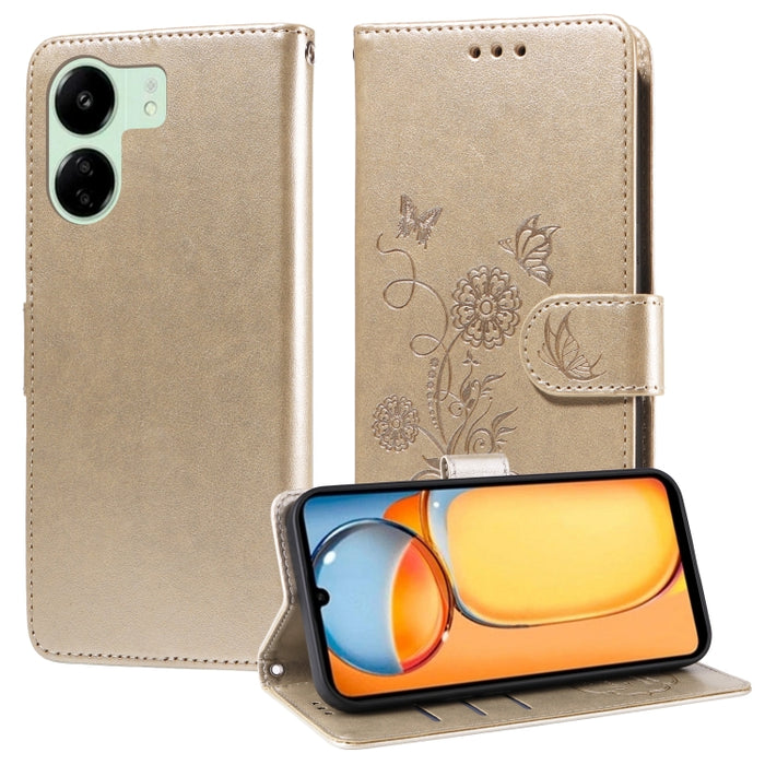 Funda de cuero para teléfono con diseño de flores de mariposa en relieve, For Xiaomi Poco C61 4G / Redmi A3 4G, For Xiaomi Poco M6 Pro 4G, For Xiaomi Poco C65 / M6 5G, For Xiaomi Poco X6 Pro / Redmi K70E, For Xiaomi Poco X6 5G                          ...