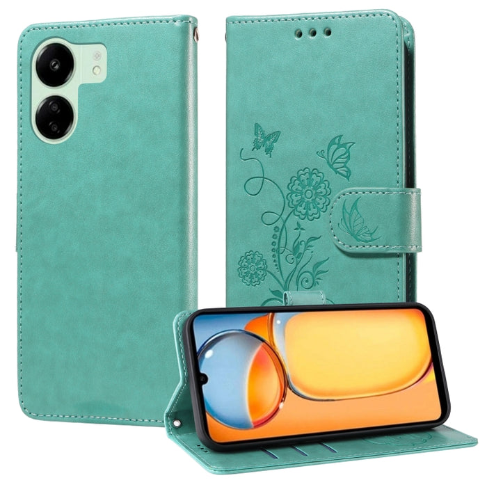 Funda de cuero para teléfono con diseño de flores de mariposa en relieve, For Xiaomi Poco C61 4G / Redmi A3 4G, For Xiaomi Poco M6 Pro 4G, For Xiaomi Poco C65 / M6 5G, For Xiaomi Poco X6 Pro / Redmi K70E, For Xiaomi Poco X6 5G                          ...