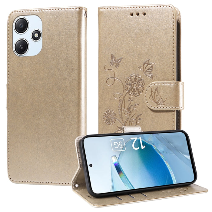 Funda de cuero para teléfono con diseño de flores de mariposa en relieve, For Xiaomi Poco C61 4G / Redmi A3 4G, For Xiaomi Poco M6 Pro 4G, For Xiaomi Poco C65 / M6 5G, For Xiaomi Poco X6 Pro / Redmi K70E, For Xiaomi Poco X6 5G                          ...