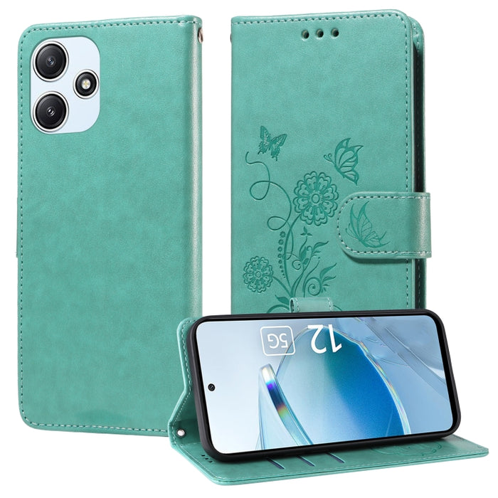 Funda de cuero para teléfono con diseño de flores de mariposa en relieve, For Xiaomi Poco C61 4G / Redmi A3 4G, For Xiaomi Poco M6 Pro 4G, For Xiaomi Poco C65 / M6 5G, For Xiaomi Poco X6 Pro / Redmi K70E, For Xiaomi Poco X6 5G                          ...
