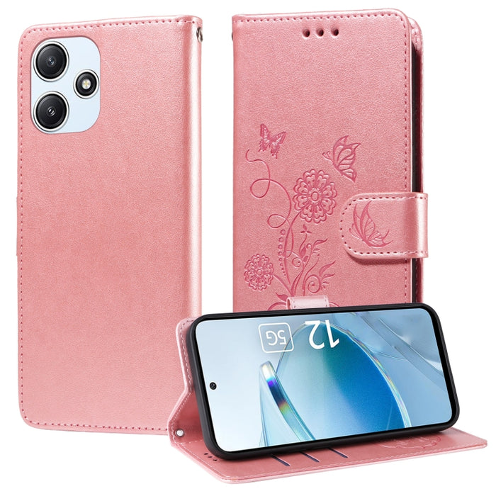 Funda de cuero para teléfono con diseño de flores de mariposa en relieve, For Xiaomi Poco C61 4G / Redmi A3 4G, For Xiaomi Poco M6 Pro 4G, For Xiaomi Poco C65 / M6 5G, For Xiaomi Poco X6 Pro / Redmi K70E, For Xiaomi Poco X6 5G                          ...
