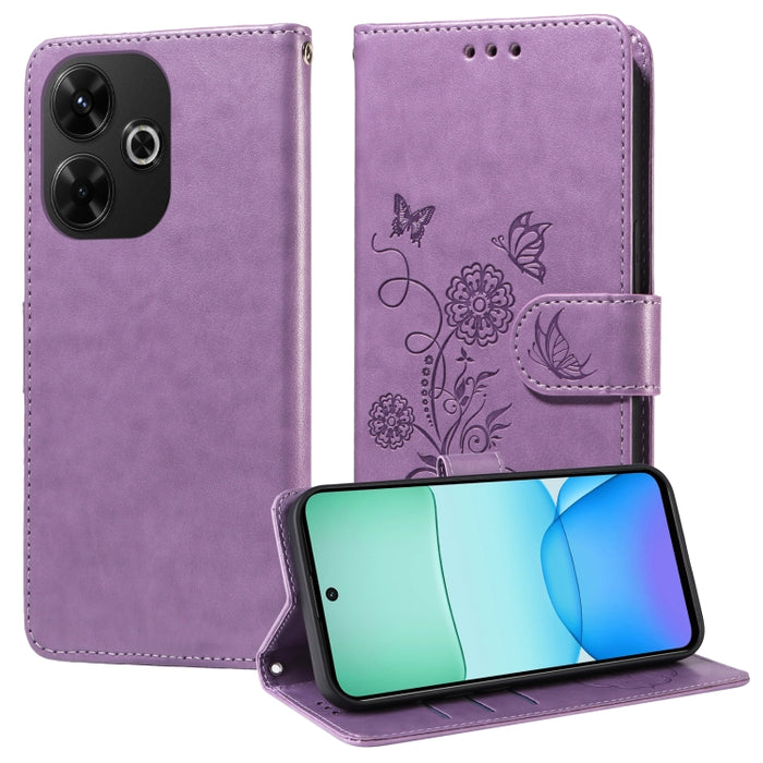Funda de cuero para teléfono con diseño de flores de mariposa en relieve, For Redmi Note 14 5G, For Redmi Note 14 Pro 5G / Note 14 Pro+ 5G, For Redmi 14C, For Redmi K70 Ultra, For Redmi 13 4G / Note 13R, For Redmi K70 / K70 Pro, For Redmi Note 13 Pro 4...