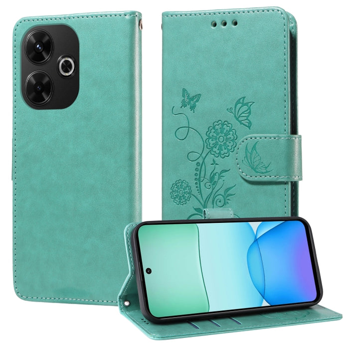 Funda de cuero para teléfono con diseño de flores de mariposa en relieve, For Redmi Note 14 5G, For Redmi Note 14 Pro 5G / Note 14 Pro+ 5G, For Redmi 14C, For Redmi K70 Ultra, For Redmi 13 4G / Note 13R, For Redmi K70 / K70 Pro, For Redmi Note 13 Pro 4...