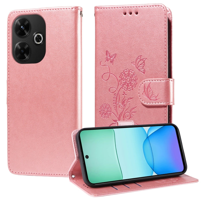 Funda de cuero para teléfono con diseño de flores de mariposa en relieve, For Redmi Note 14 5G, For Redmi Note 14 Pro 5G / Note 14 Pro+ 5G, For Redmi 14C, For Redmi K70 Ultra, For Redmi 13 4G / Note 13R, For Redmi K70 / K70 Pro, For Redmi Note 13 Pro 4...