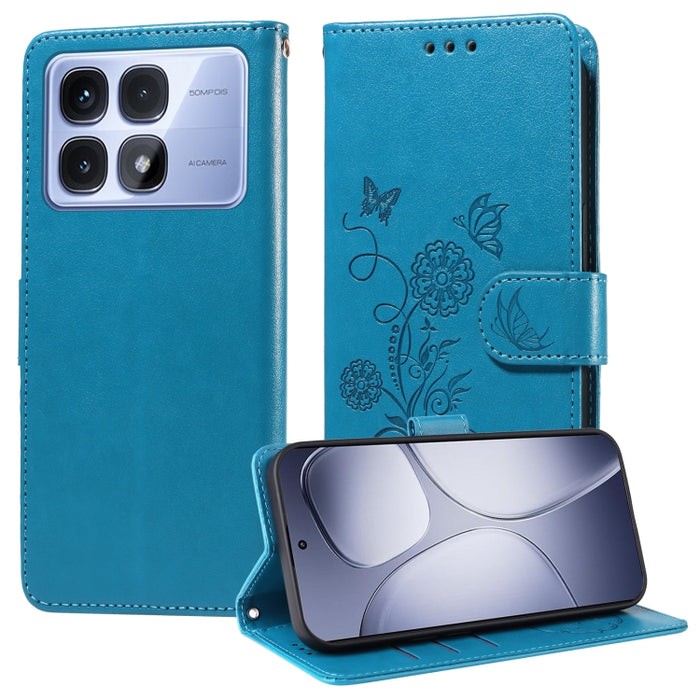 Funda de cuero para teléfono con diseño de flores de mariposa en relieve, For Redmi Note 14 5G, For Redmi Note 14 Pro 5G / Note 14 Pro+ 5G, For Redmi 14C, For Redmi K70 Ultra, For Redmi 13 4G / Note 13R, For Redmi K70 / K70 Pro, For Redmi Note 13 Pro 4...