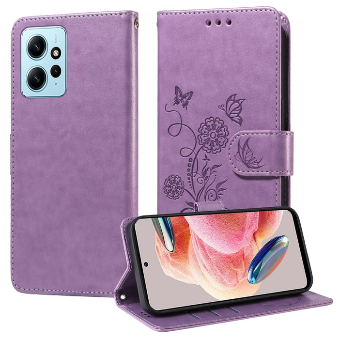Funda de cuero para teléfono con diseño de flores de mariposa en relieve, For Redmi Note 12 Explorer / Note 12 Pro+, For Redmi Note 12 Pro 5G Global, For Redmi Note 12 5G Global, For Redmi Note 10 4G India / 10S 4G, For Redmi Note 11 SE 4G India       ...