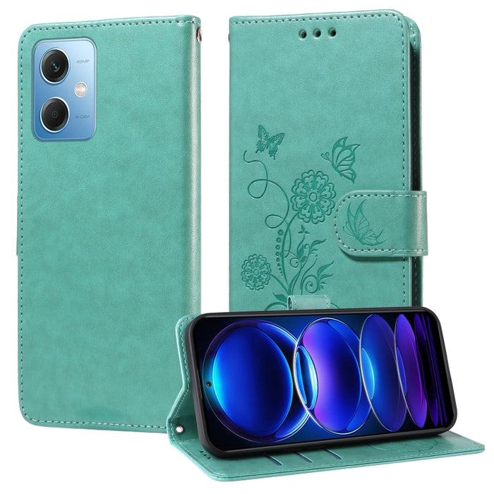 Funda de cuero para teléfono con diseño de flores de mariposa en relieve, For Redmi Note 12 Explorer / Note 12 Pro+, For Redmi Note 12 Pro 5G Global, For Redmi Note 12 5G Global, For Redmi Note 10 4G India / 10S 4G, For Redmi Note 11 SE 4G India       ...
