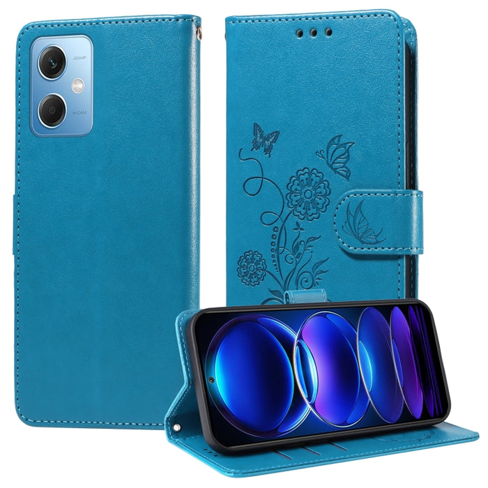 Funda de cuero para teléfono con diseño de flores de mariposa en relieve, For Redmi Note 12 Explorer / Note 12 Pro+, For Redmi Note 12 Pro 5G Global, For Redmi Note 12 5G Global, For Redmi Note 10 4G India / 10S 4G, For Redmi Note 11 SE 4G India       ...