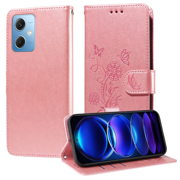 Funda de cuero para teléfono con diseño de flores de mariposa en relieve, For Redmi Note 12 Explorer / Note 12 Pro+, For Redmi Note 12 Pro 5G Global, For Redmi Note 12 5G Global, For Redmi Note 10 4G India / 10S 4G, For Redmi Note 11 SE 4G India       ...