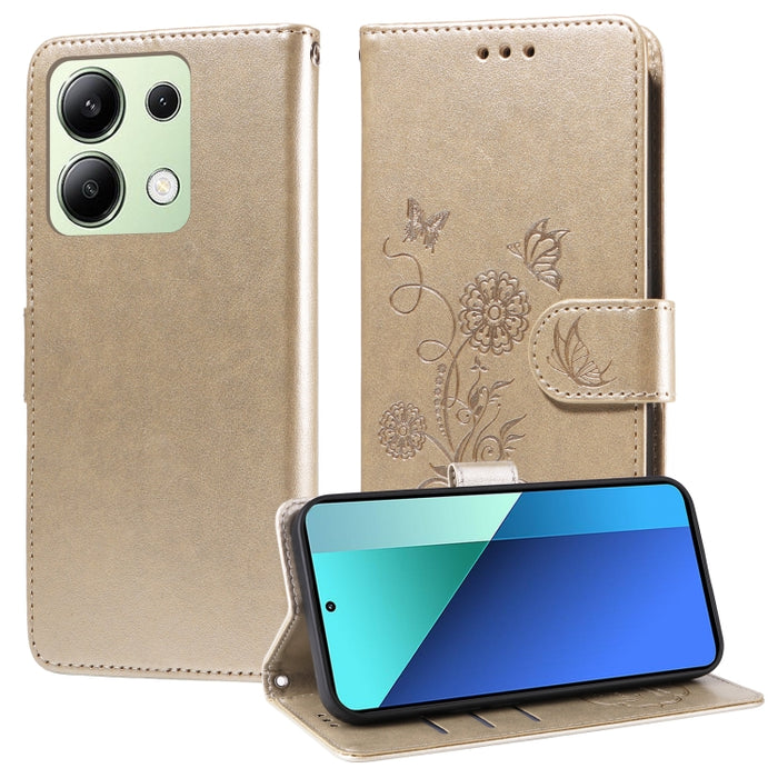Funda de cuero para teléfono con diseño de flores de mariposa en relieve, For Redmi Note 14 5G, For Redmi Note 14 Pro 5G / Note 14 Pro+ 5G, For Redmi 14C, For Redmi K70 Ultra, For Redmi 13 4G / Note 13R, For Redmi K70 / K70 Pro, For Redmi Note 13 Pro 4...