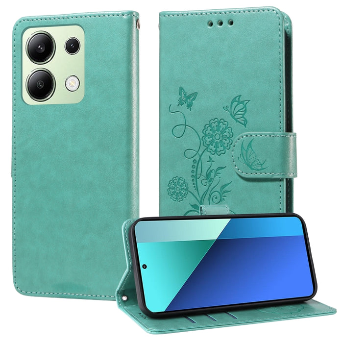 Funda de cuero para teléfono con diseño de flores de mariposa en relieve, For Redmi Note 14 5G, For Redmi Note 14 Pro 5G / Note 14 Pro+ 5G, For Redmi 14C, For Redmi K70 Ultra, For Redmi 13 4G / Note 13R, For Redmi K70 / K70 Pro, For Redmi Note 13 Pro 4...