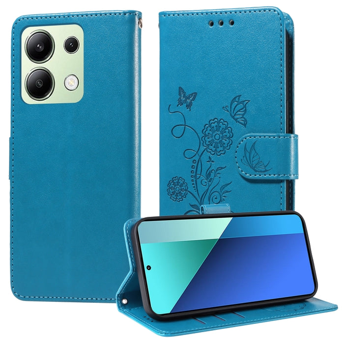 Funda de cuero para teléfono con diseño de flores de mariposa en relieve, For Redmi Note 14 5G, For Redmi Note 14 Pro 5G / Note 14 Pro+ 5G, For Redmi 14C, For Redmi K70 Ultra, For Redmi 13 4G / Note 13R, For Redmi K70 / K70 Pro, For Redmi Note 13 Pro 4...