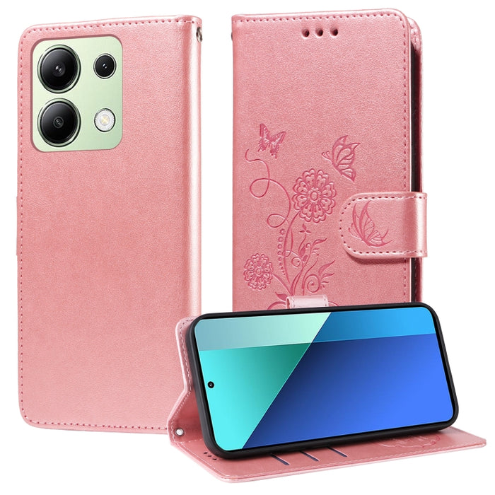 Funda de cuero para teléfono con diseño de flores de mariposa en relieve, For Redmi Note 14 5G, For Redmi Note 14 Pro 5G / Note 14 Pro+ 5G, For Redmi 14C, For Redmi K70 Ultra, For Redmi 13 4G / Note 13R, For Redmi K70 / K70 Pro, For Redmi Note 13 Pro 4...