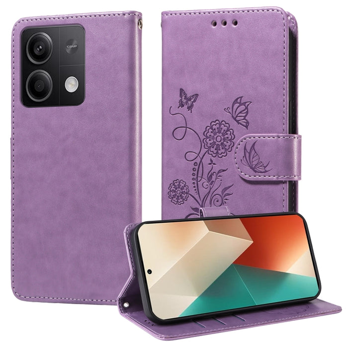 Funda de cuero para teléfono con diseño de flores de mariposa en relieve, For Redmi Note 14 5G, For Redmi Note 14 Pro 5G / Note 14 Pro+ 5G, For Redmi 14C, For Redmi K70 Ultra, For Redmi 13 4G / Note 13R, For Redmi K70 / K70 Pro, For Redmi Note 13 Pro 4...
