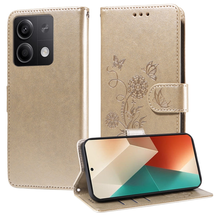 Funda de cuero para teléfono con diseño de flores de mariposa en relieve, For Redmi Note 14 5G, For Redmi Note 14 Pro 5G / Note 14 Pro+ 5G, For Redmi 14C, For Redmi K70 Ultra, For Redmi 13 4G / Note 13R, For Redmi K70 / K70 Pro, For Redmi Note 13 Pro 4...