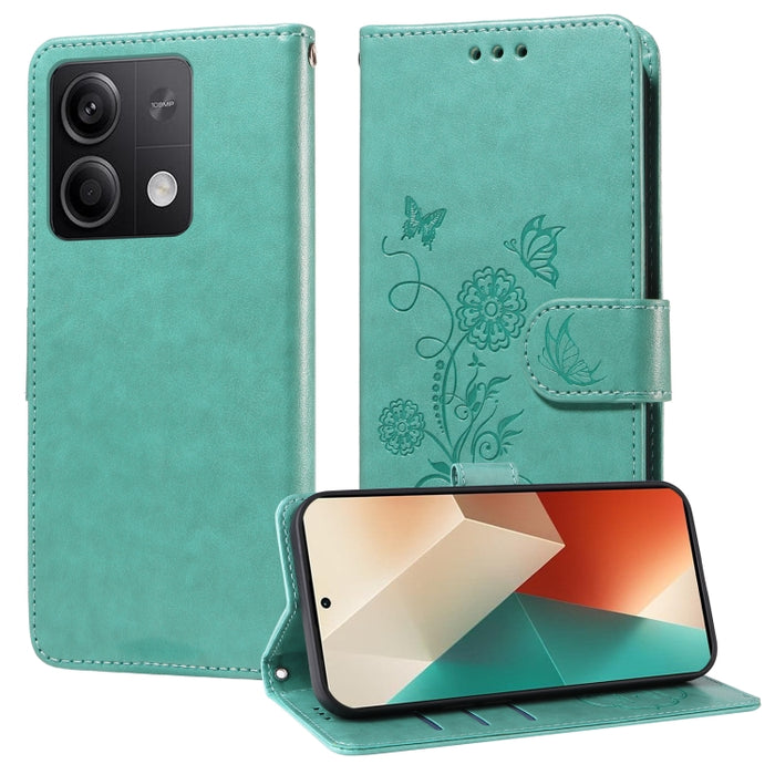 Funda de cuero para teléfono con diseño de flores de mariposa en relieve, For Redmi Note 14 5G, For Redmi Note 14 Pro 5G / Note 14 Pro+ 5G, For Redmi 14C, For Redmi K70 Ultra, For Redmi 13 4G / Note 13R, For Redmi K70 / K70 Pro, For Redmi Note 13 Pro 4...