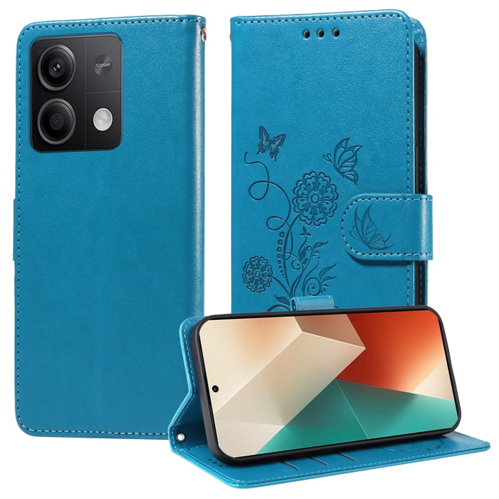 Funda de cuero para teléfono con diseño de flores de mariposa en relieve, For Redmi Note 14 5G, For Redmi Note 14 Pro 5G / Note 14 Pro+ 5G, For Redmi 14C, For Redmi K70 Ultra, For Redmi 13 4G / Note 13R, For Redmi K70 / K70 Pro, For Redmi Note 13 Pro 4...