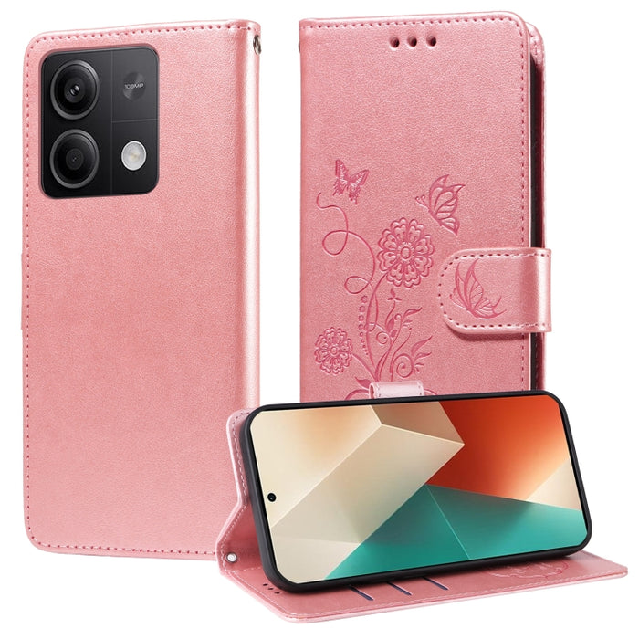 Funda de cuero para teléfono con diseño de flores de mariposa en relieve, For Redmi Note 14 5G, For Redmi Note 14 Pro 5G / Note 14 Pro+ 5G, For Redmi 14C, For Redmi K70 Ultra, For Redmi 13 4G / Note 13R, For Redmi K70 / K70 Pro, For Redmi Note 13 Pro 4...