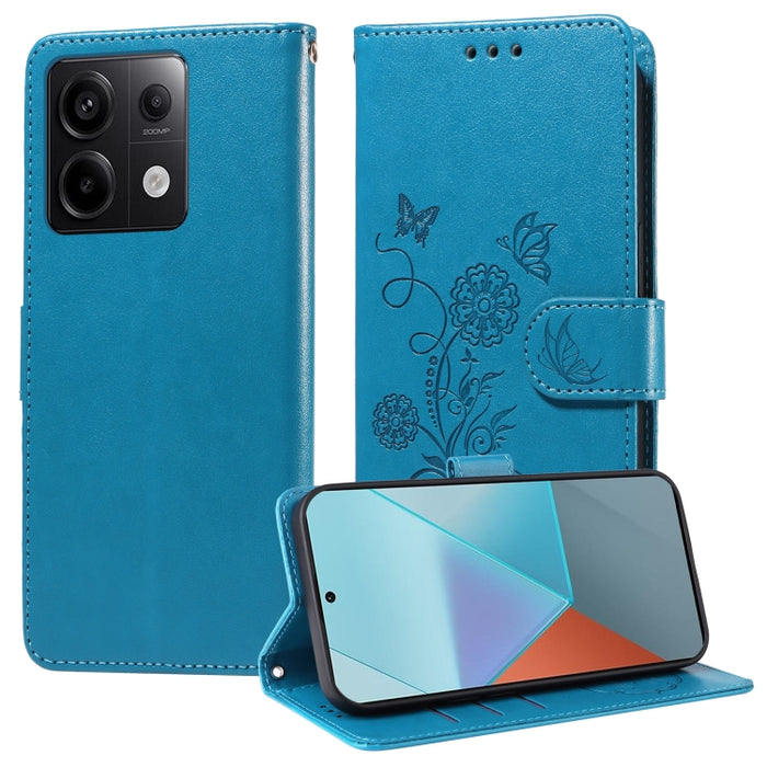 Funda de cuero para teléfono con diseño de flores de mariposa en relieve, For Redmi Note 14 5G, For Redmi Note 14 Pro 5G / Note 14 Pro+ 5G, For Redmi 14C, For Redmi K70 Ultra, For Redmi 13 4G / Note 13R, For Redmi K70 / K70 Pro, For Redmi Note 13 Pro 4...