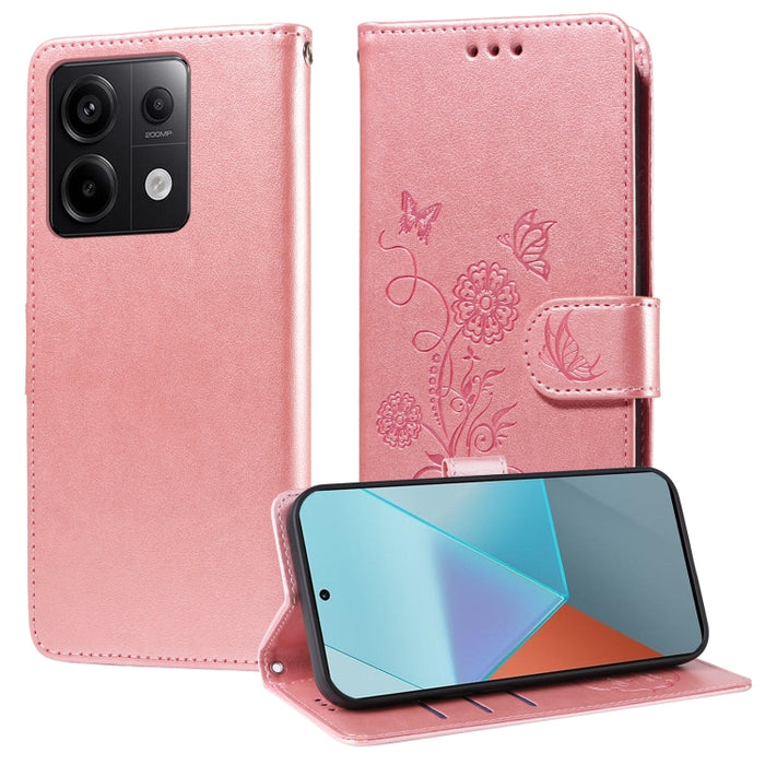 Funda de cuero para teléfono con diseño de flores de mariposa en relieve, For Redmi Note 14 5G, For Redmi Note 14 Pro 5G / Note 14 Pro+ 5G, For Redmi 14C, For Redmi K70 Ultra, For Redmi 13 4G / Note 13R, For Redmi K70 / K70 Pro, For Redmi Note 13 Pro 4...